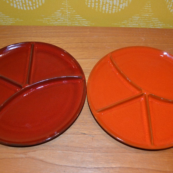 2x beautiful colorful vintage barbeque / grill plate set by Melitta Ceracron ceramic BBQ or fondue plate, seventies