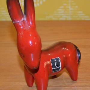 Vintage ceramic figure donkey by Cortendorf red 70s WGP Mid Century Retro Seventies Shabby Chic country style