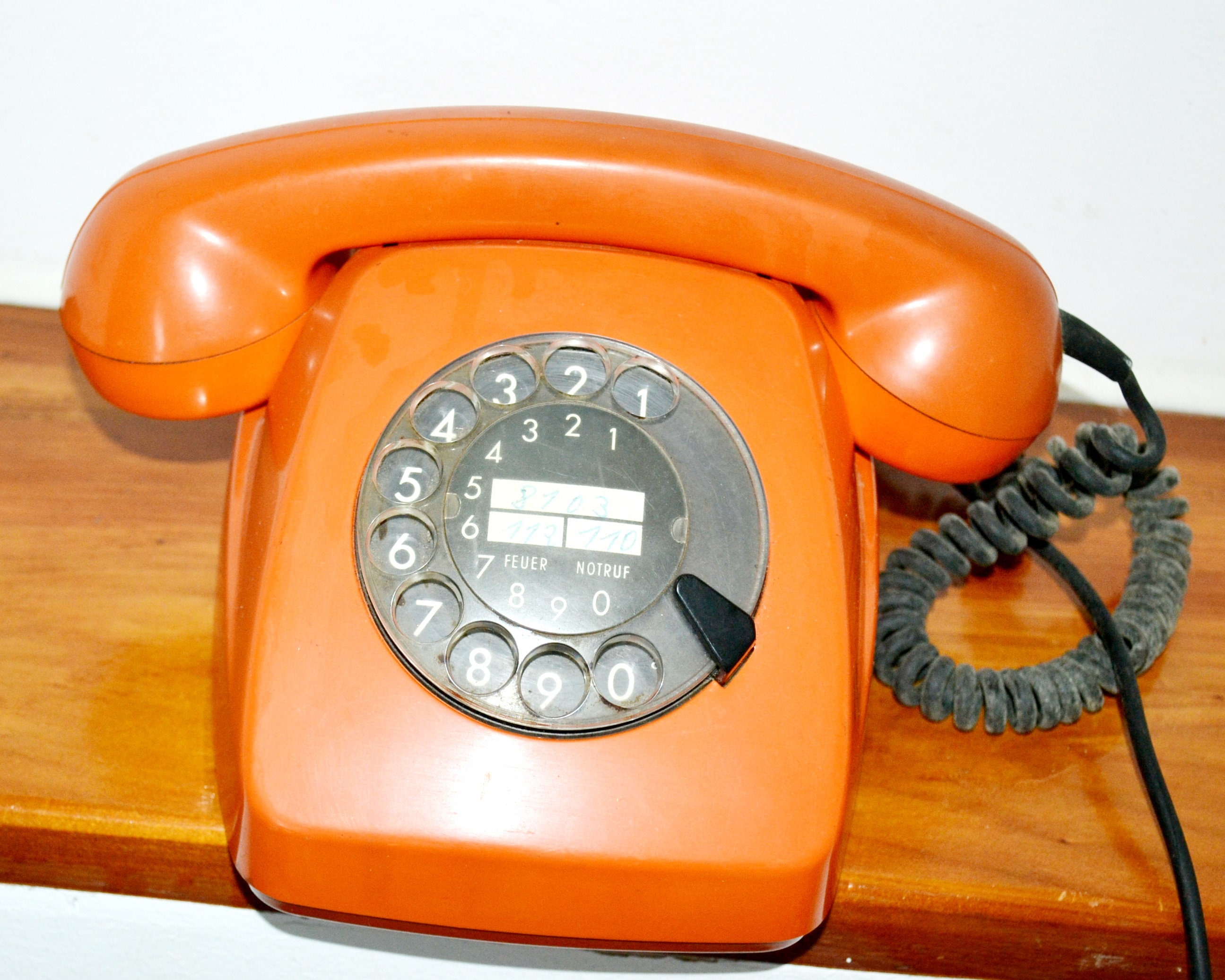 Vintage Telephone Orange 70s Seventies Space Age Mid Century Retro