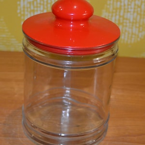 Vintage Red Can 70s Plastic Retro Seventies Mid Century Shabby Chic Country Style