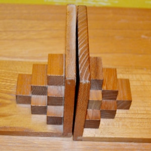 Vintage Bookends Wood / Wood Brown 60s Retro Design Mid Century Space Age Shabby Chic Country Style