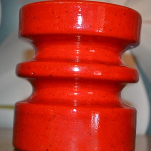 Vintage candlestick red 70s ceramic