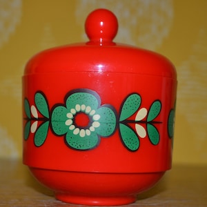 Vintage Emsa jam jar 70s plastic red retro, seventies, mid century, country house style, shabby chic