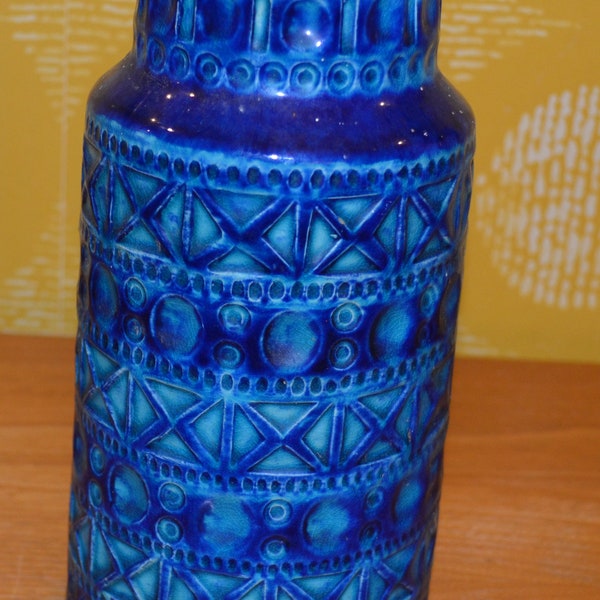 Vintage  Keramik  Vase von BAY Modell 605/25 Blau   Bodo Mans    70er Jahre   Retro Mid Century Shabby Chic Landhausstil