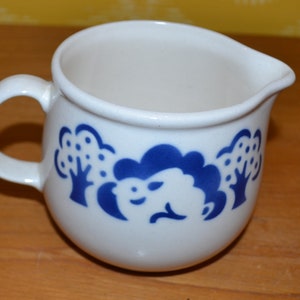 Vintage ceramic jug beige/blue GDR Ostalgie 70s retro mid-century shabby chic country style