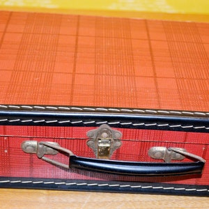 Vintage doll suitcase red/black checked from the 60s Retro Mid Century Shabby Chic country style