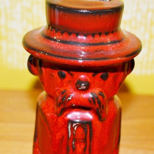 Vintage Money Box Red Ceramic Collectible Seventies 70s Mid Century Retro Space Age Shabby Chic Country Style Money Box