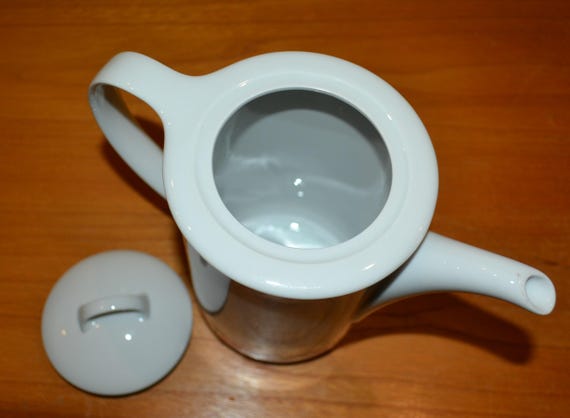 ヴィンテージコーヒーポット 白/赤陶器 70年代レトロ ミッド