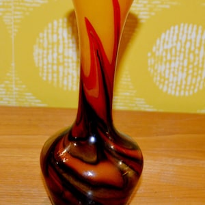 Vintage Opaline Glass Vase Orange/Brown 70s Retro Design Mid Century Space Age Seventies Shabby Chic Country Style