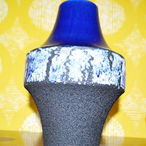 Vintage Ceramic Vase Blue/White Fat Lava 70s Seventies Mid Century Space Age Retro