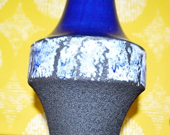 Vintage  Keramik Vase  Blau /Weiß   Fat Lava    70er Jahre  Seventies  Mid Century  Space Age  Retro