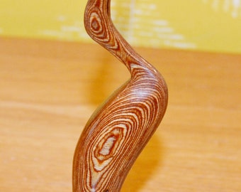 Vintage Crane Figurine, Wooden Figurine, Brown, 1960s Retro, Mid-Century, Shabby Chic, Country Style