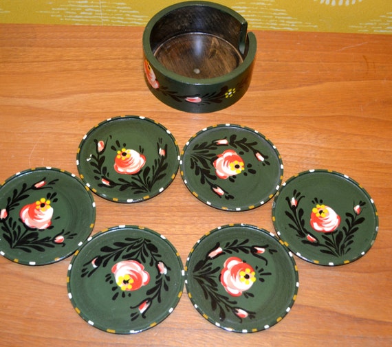 made in Italy コースター　ヴィンテージ　 Vintage Florentine Wooden Coasters Made in Italy Set of Four | eBay
