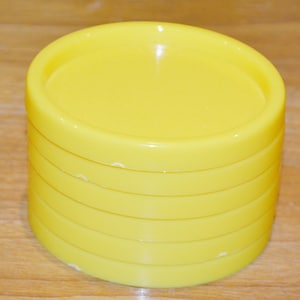 Vintage coasters plastic yellow/brown country style shabby chic 70s retro vintage retro mid century