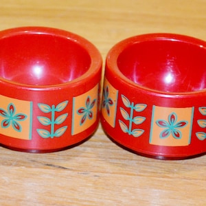 4x Vintage Plastic Egg Cups Red by EMSA 70s Retro Mid Century Seventies Egg Cup Country Style Shabby Chic