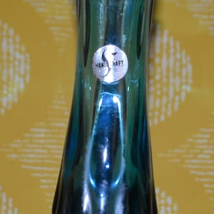Vintage Glass Vase Blue 70s Space Age Design Retro Mid Century Shabby Chic Country Style