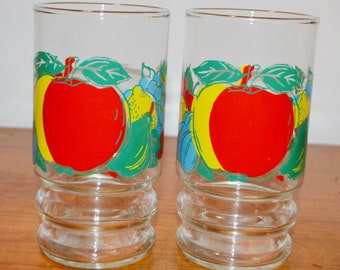 Vintage 2 Juice Glasses Set XL Glasses 70s Retro Design Mid