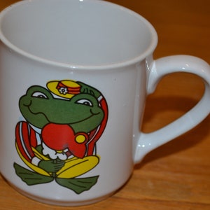 Vintage Mug Frog White/Green 70s Retro Mid Century Shabby Chic Country Style