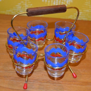 Vintage schnapps glasses set 50s Rockabilly, Retro, Mid Century Vintage Interior Shabby Chic Country House style