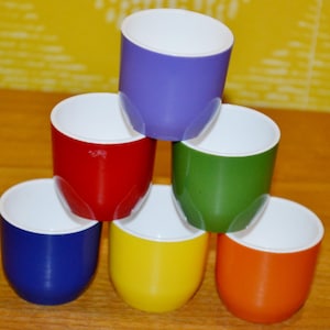 6x beautiful vintage plastic egg cups from EMSA NEW 70s Egg Cups Retro Mid Century Shabby Chic Country House Style seventies
