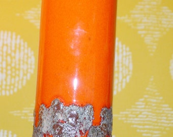 Vintage Ceramic Vase Orange Fat Lava 70s Retro Design Mid Century Space Age OP Art WGK Shabby Chic Country House Style