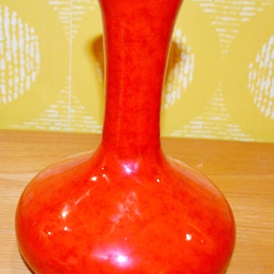 Vintage Ceramic Vase Red Made in Italy 70s Retro Mid Century Space Age WGK Shabby Chic Country Style