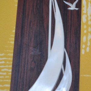 Vintage Wand Deko  / Bild  Segelschiffe   Holz/Kunststoff  60er Jahre  Retro  Mid Century
