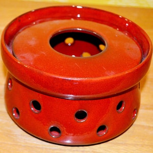 Vintage ceramic tea warmer red from the 70s retro mid-century stove tea warmer shabby chic country house style