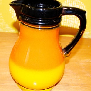 Vintage Kanne  Keramik  Gelb /Orange  70er Jahre  Retro  Mid Century  Shabby Chic Landhausstil