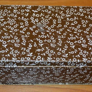 Vintage tin can 70s brown/white retro mid century shabby chic country style