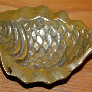 Vintage bowl brass fish gold-colored ashtray retro mid-century shabby chic country style