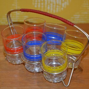 Vintage schnapps glasses set 50s Rockabilly, Retro, Mid Century Vintage Interior Shabby Chic Country House style