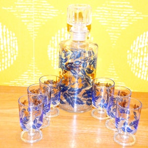 Set di bicchieri da grappa vintage, stile retrò anni &#39;50, stile country shabby chic di metà secolo
