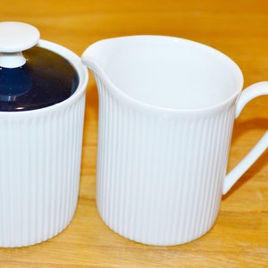 Vintage milk and sugar set by Arzberg white/blue 70s retro mid century shabby chic country style WGK