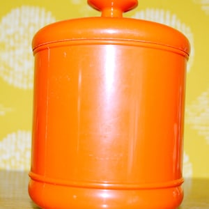 Vintage  Emsa Dose 70er Jahre Kunstoff  Orange  Kunstoff    Retro Seventies Mid Century