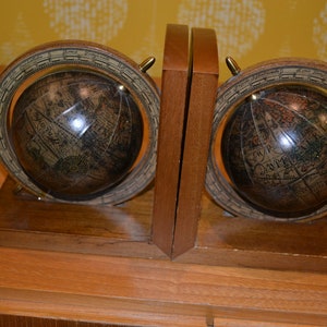 Vintage figure bookends globe retro design 50s bookends shabby chic country style