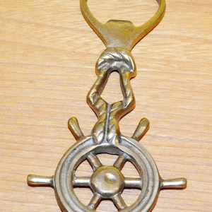 Vintage Bottle Opener Steering Wheel Brass Gold-colored 50s Maritime Retro Mid Century