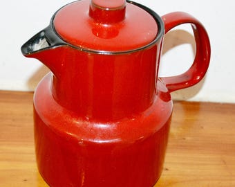 Vintage coffee pot by Melitta red ceramic 70s coffee pot retro mid century seventies shabby chic country style
