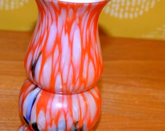 Vintage Glass Vase Orange/White 70s Retro Mid Century Seventies Made in Italy Space Age