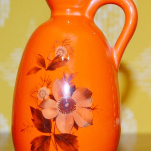 Vintage Ceramic Vase by Marisa Made in Italy Orange 70s Seventies Retro Mid Century