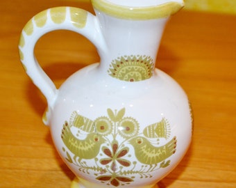 Vintage Ceramic Vase White/Yellow 70s Retro Seventies Mid Century WGK Fat Lava Design Shabby Chic Country Style