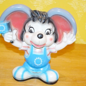 Vintage samlarfigur Ed Euromaus Europa-Park 1980-talet ca 15 cm Retro reklamfigur maskot Euro Mouse