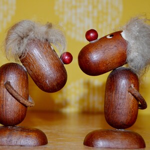 Vintage wooden figure man from the 1960s. Made in Denmark. Retro Mid-Century Danish Design.