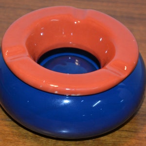 Vintage Glass Ashtray / Ashtray Blue / Orange 70s Space Age Retro Mid Century Ashtray Shabby Chic Country Style