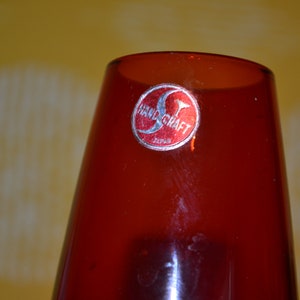 Vintage Glass Vase Red 70s Retro Design Mid Century Space Age Seventies