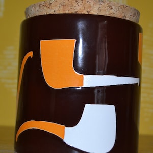 Vintage Wächtersbach Lid Tin Brown / Orange Pipes 70s Seventies Years Retro Mid Century pipes WGP Waechtersbach