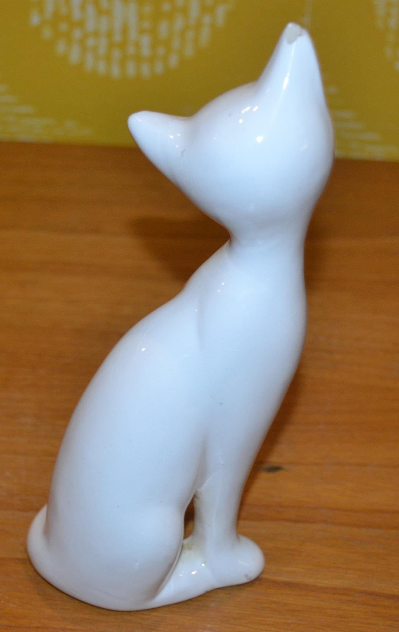 ヴィンテージ 陶器 猫の置物 西ドイツ製 白 70年代 レトロ ミッド