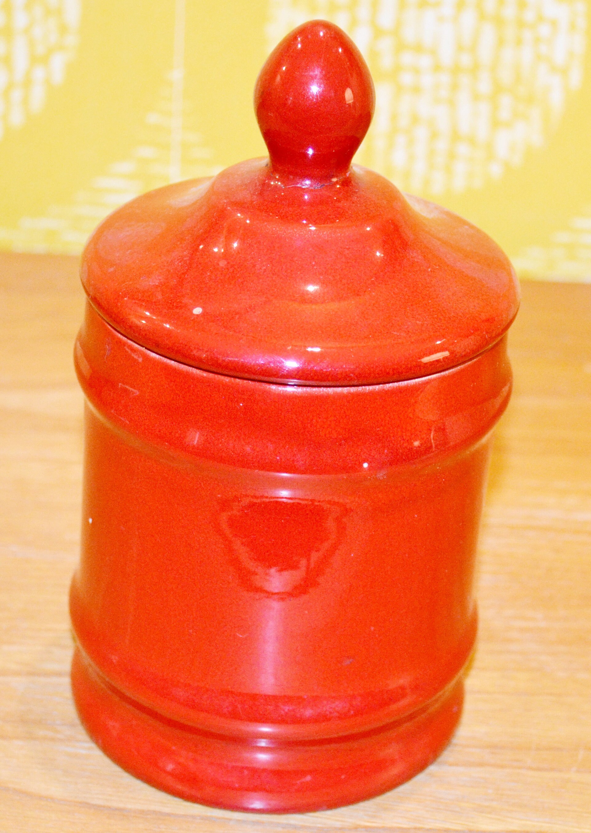 Vintage ceramic tin by Schramberg red 70s retro design WGK WGP shabby chic country style seventies
