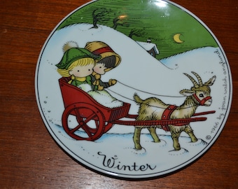 Vintage wall plate 60s by Walter Collector plate Joan Walsh Anglund 1966 WINTER