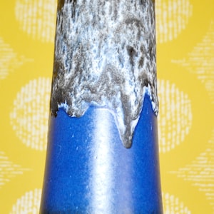 Vintage Ceramic Vase Blue Fat Lava 70s Retro Design Mid Century Space Age Shabby Chic Country Style